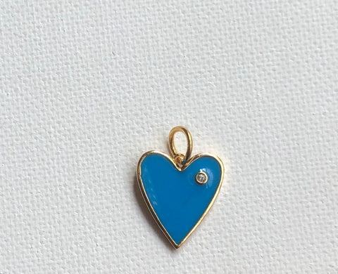 Turquoise Medium Enamel Heart Charm