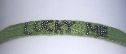 Green "Lucky Me" Woven Bracelet