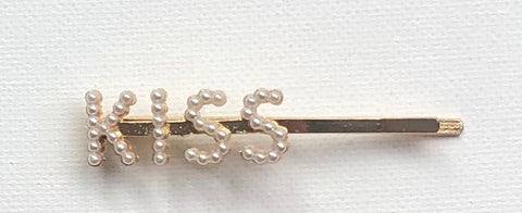 Gold KISS Pearl Barrette
