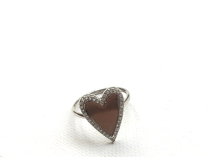 Silver Mirror Floating Heart Ring