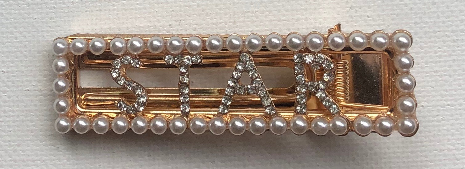 Rose Gold STAR Pearl Barrette