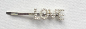 Silver LOVE Pearl Barrette