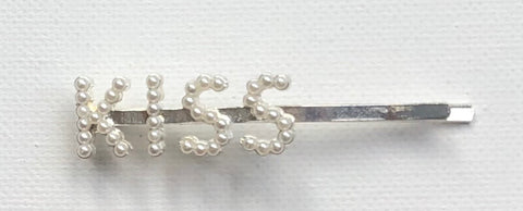 Silver KISS Pearl Barrette