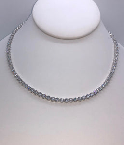 Classic Round Bezel Diamond Tennis Necklace