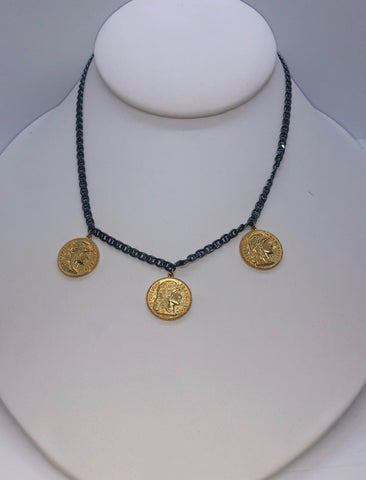 Gunmetal Coin Necklace