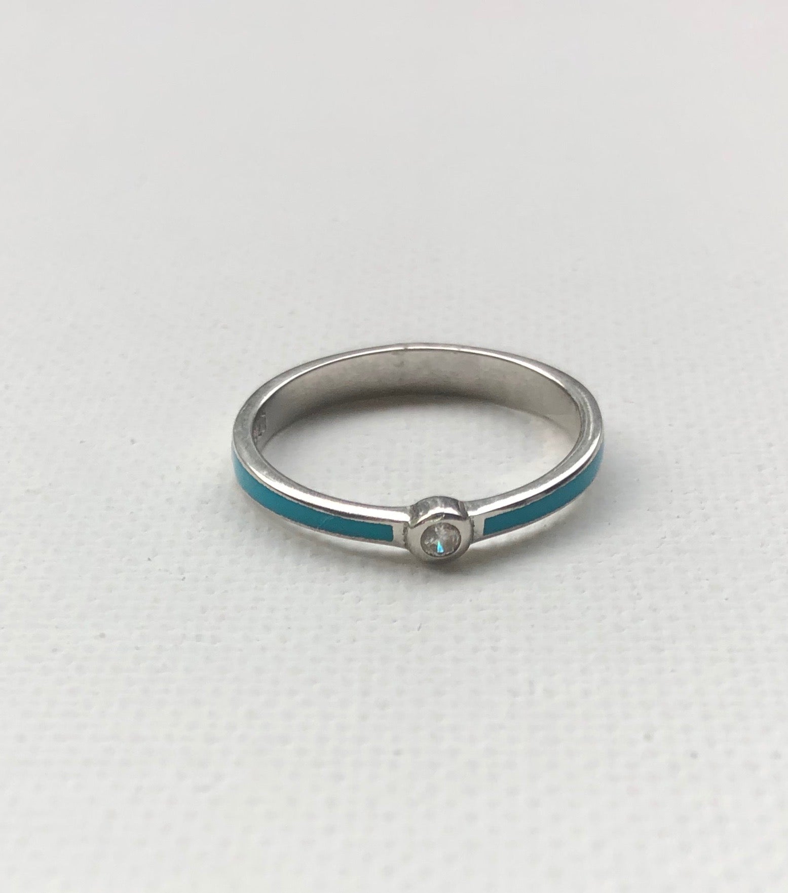 Turquoise Enamel Solitaire Ring
