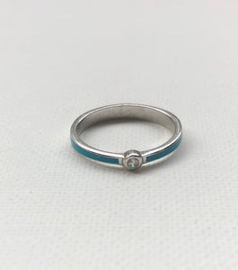 Turquoise Enamel Solitaire Ring