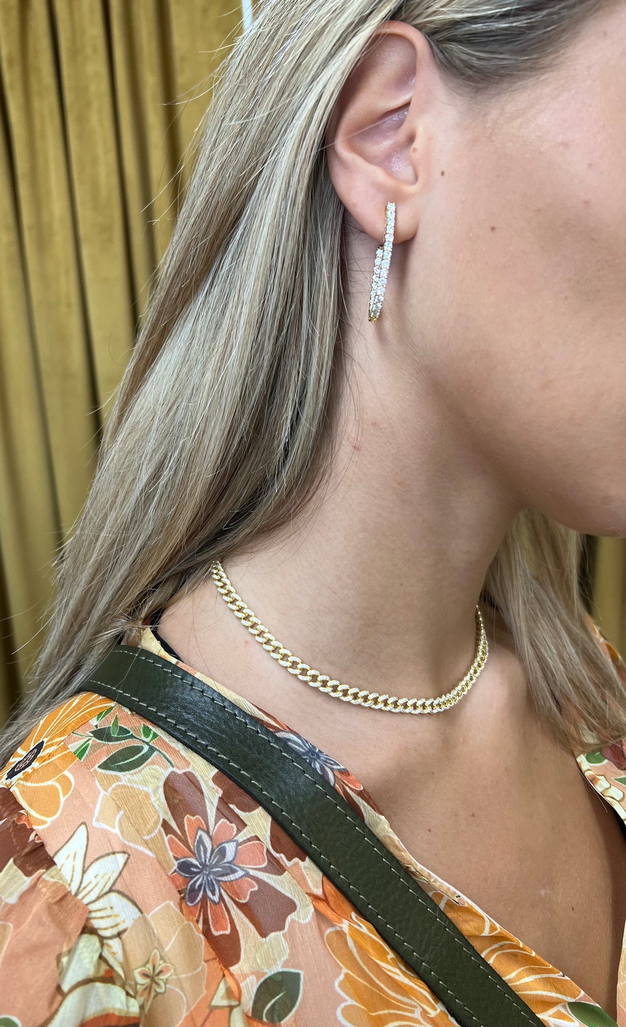 Gold Sparkly Oblong Hoops