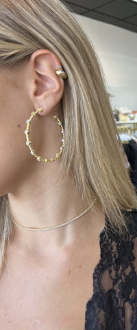 Gold Sparkly Rope Hoop Earrings