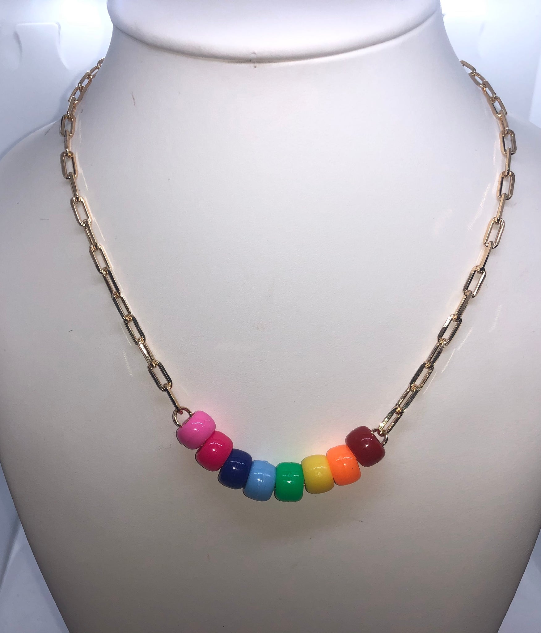 Rainbow Chain Link Necklace