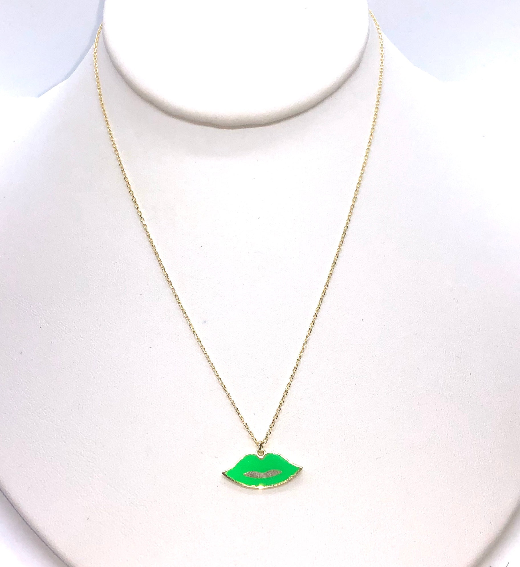Green Neon Lip Necklace