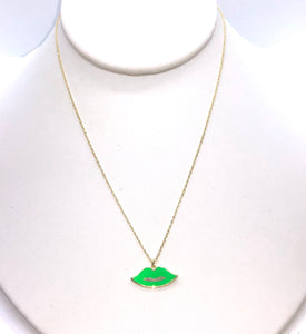 Green Neon Lip Necklace