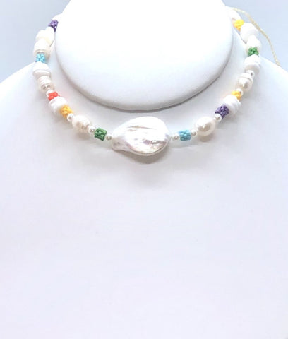 Rainbow Pearl Choker