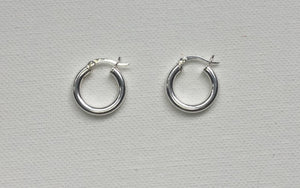 Silver Small Thick Hollow Hoop