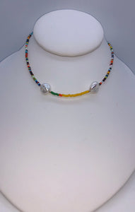 Multi-Colored Beaded Pearl Necklace
