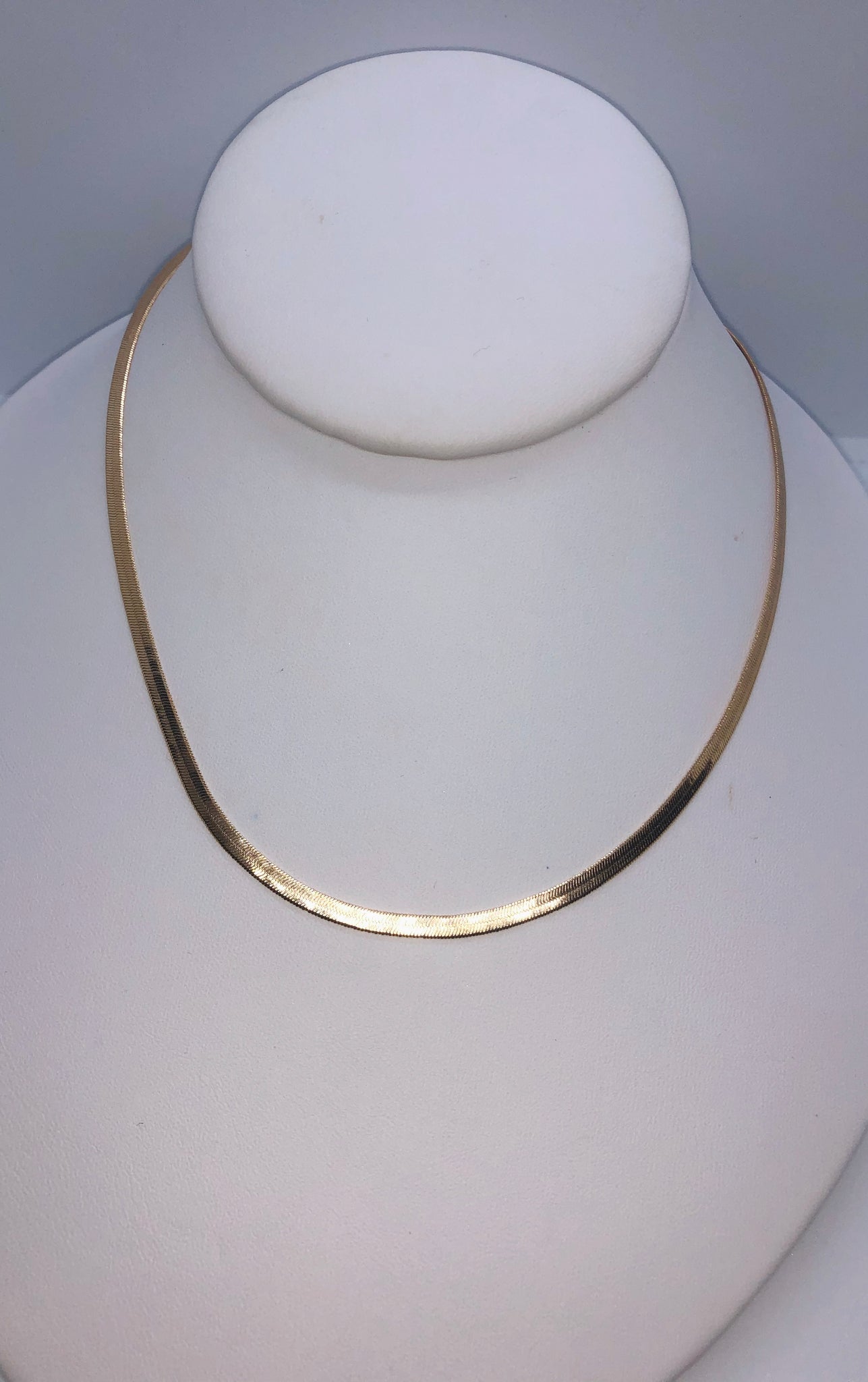 Classic Gold Herringbone Chain Necklace