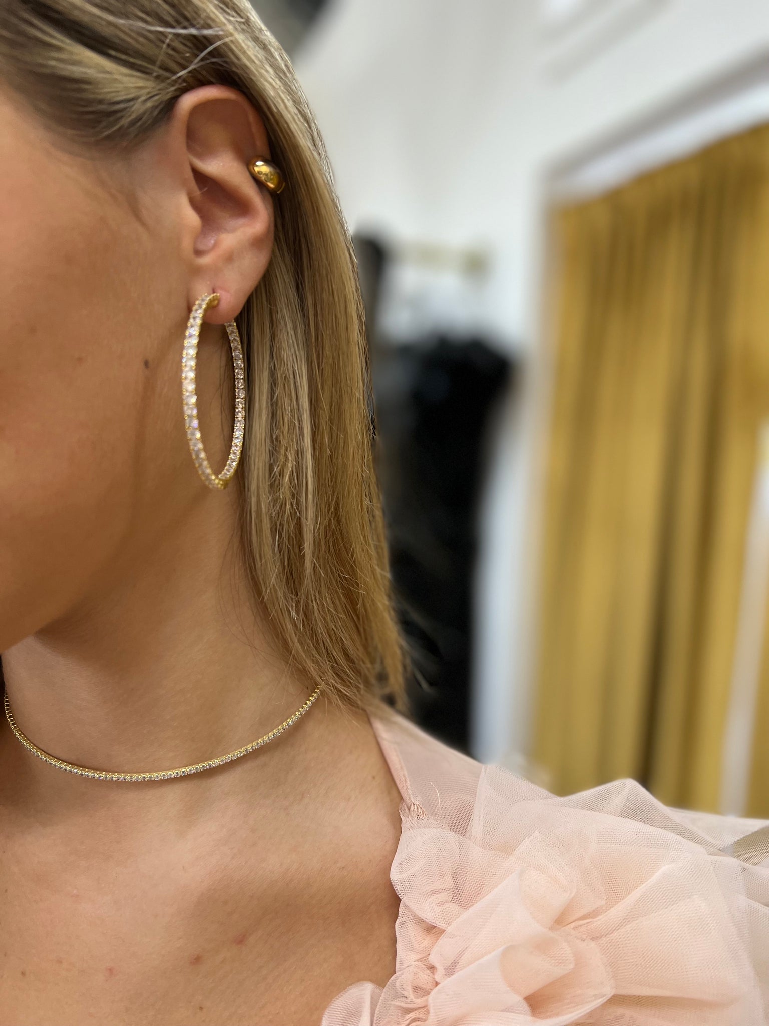 Glam Gold Sparkly Hoop Earrings