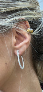 Silver Oblong Hoop Earrings