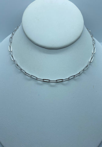 Silver Classic Paper Clip Chain Choker