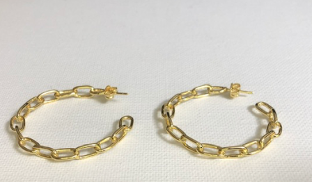 Gold Classic Chain Link Hoop Earrings