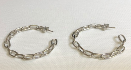 Silver Classic Chain Link Hoop Earrings