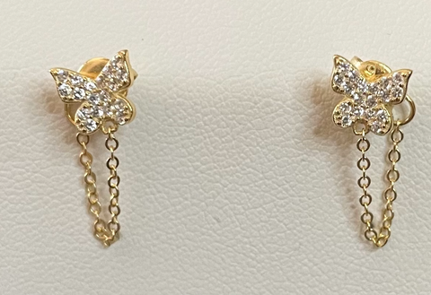 Gold Chain Butterfly Stud