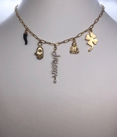 Gold Good Luck Charm Necklace