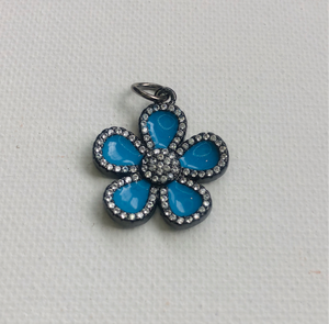 Turquoise Enamel Flower Charm