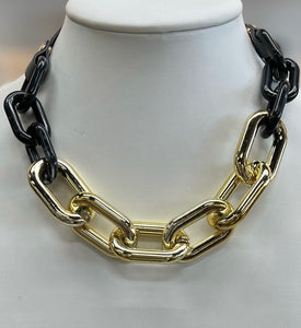 Gold/Black Chain Link Necklace