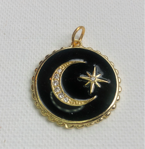 Black Enamel Moon Charm