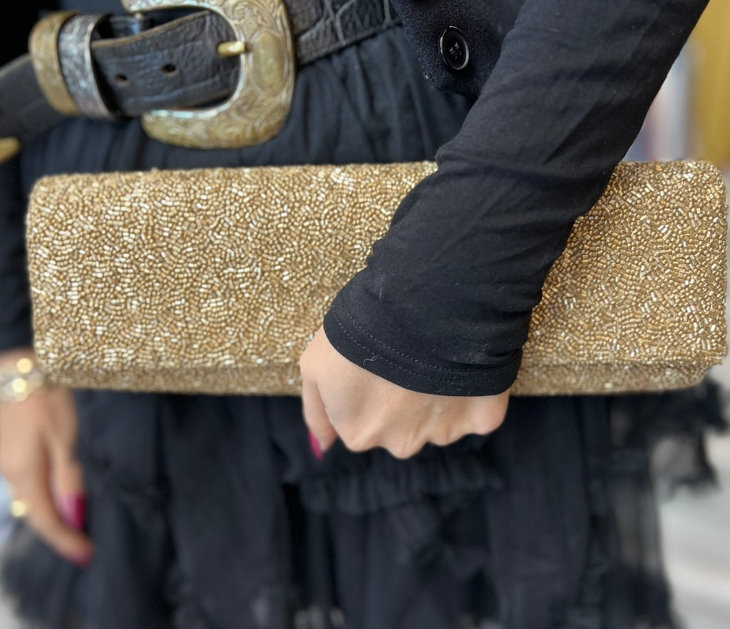 Gold Beaded Clutch