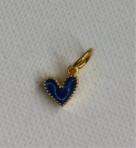 Blue Small Enamel Heart Charm