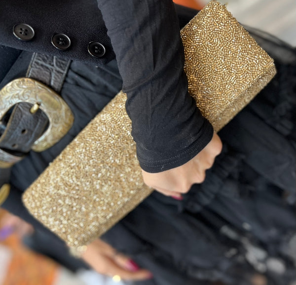 Gold Beaded Clutch