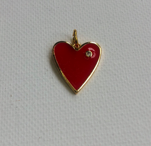 Red Medium Enamel Heart Charm