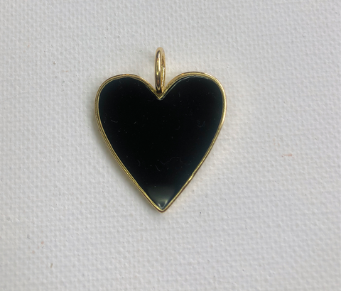Black Enamel Heart Charm