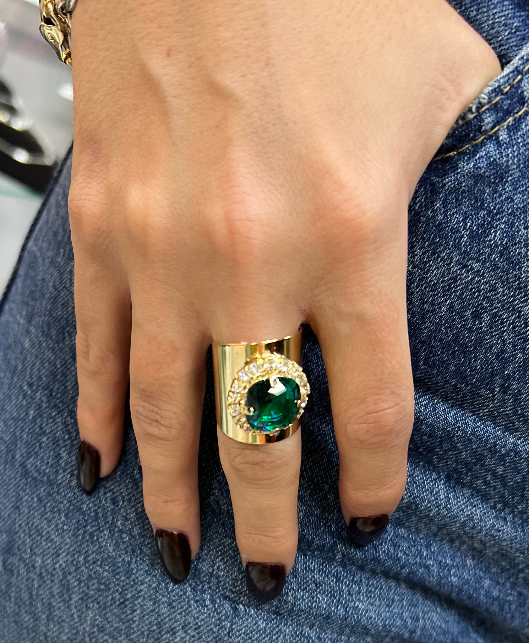 Emerald Square Gemstone Ring