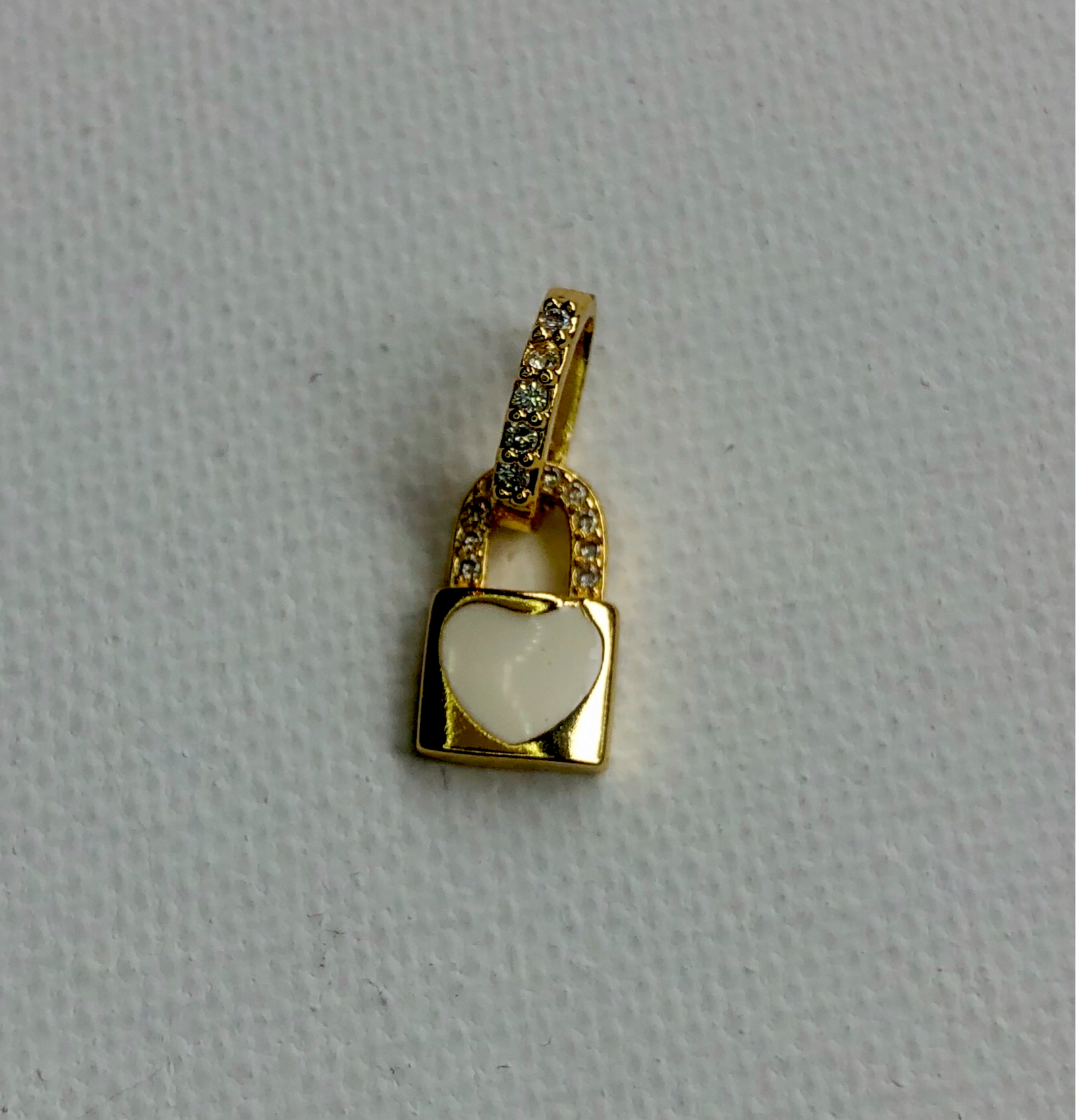 White Enamel Heart Locket Charm