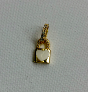 White Enamel Heart Locket Charm